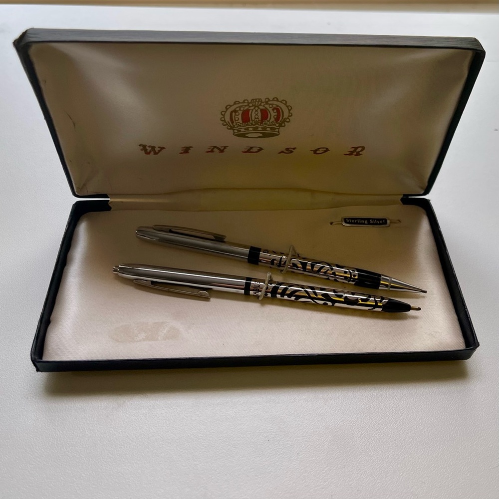 Vintage Pen and Pencil Set Sterling Silver Windsor